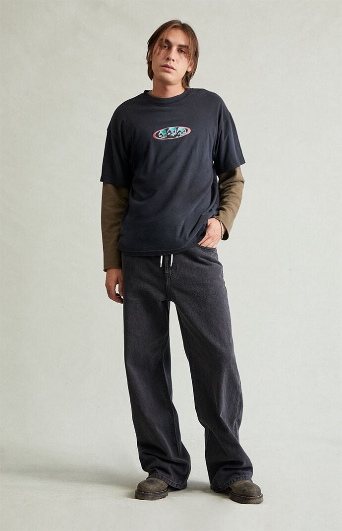 Pacsun Blake Extreme Baggy Jeans Drawstring Graphic Faded Black