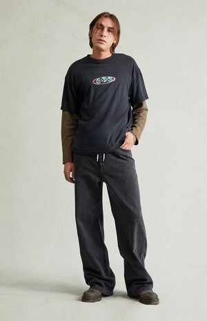 Blake Extreme Baggy Jeans Drawstring Graphic Faded Black image number 1