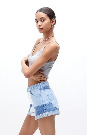 Eco Pieced Patchwork Mom Shorts image number 3