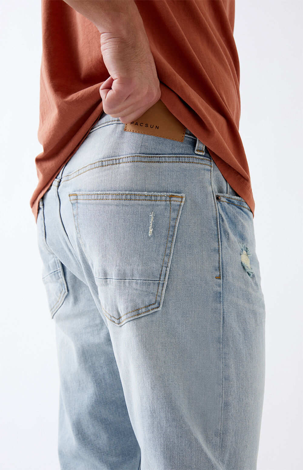 PacSun Light Ripped Slim Taper Jeans PacSun