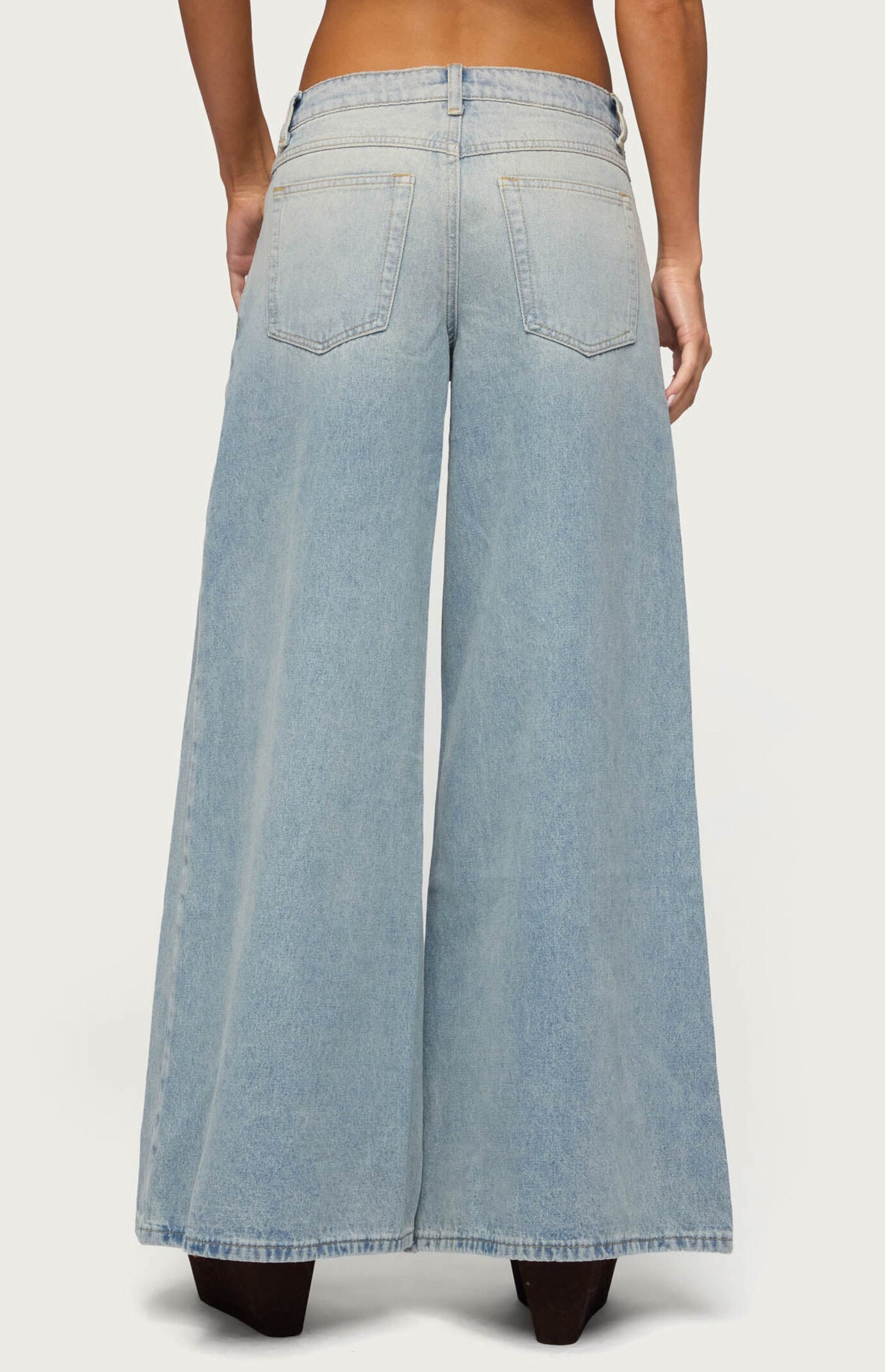 Edikted Stitched Low Rise Wide Leg Jeans