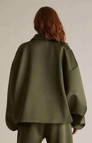 Women's Military Satin Bomber Jacket image number 4