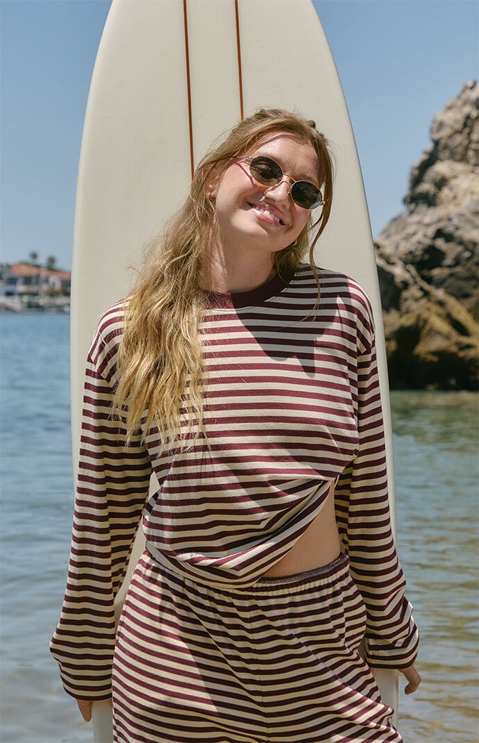 ANNAXPACSUN Striped Golden Hour Long Sleeve Boxy T-Shirt