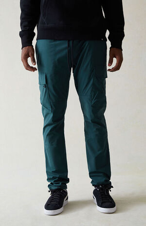 Stretch Dark Green Slim Cargo Pants image number 1
