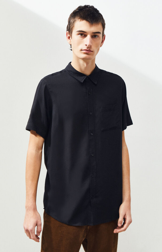 Solid Short Sleeve Button Up Shirt