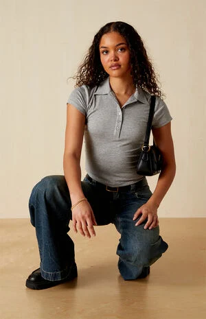 Margot Button Front Fitted Polo Shirt image number 1