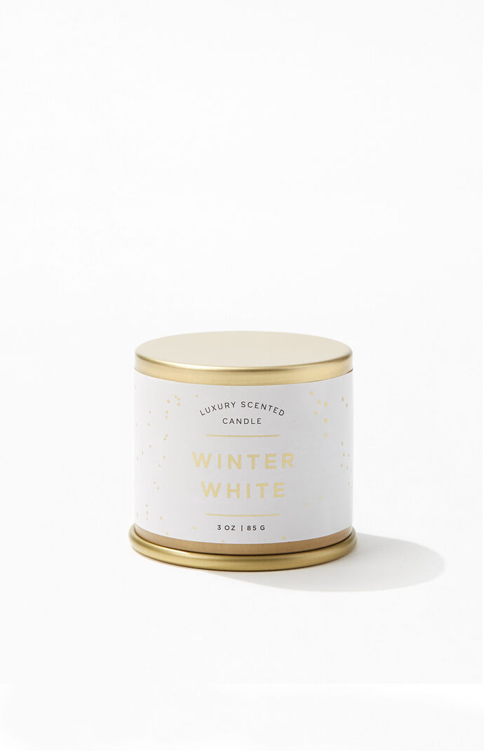 Small Winter White Candle Tin