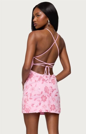 Ayv Sequin Floral Backless Mini Dress image number 3