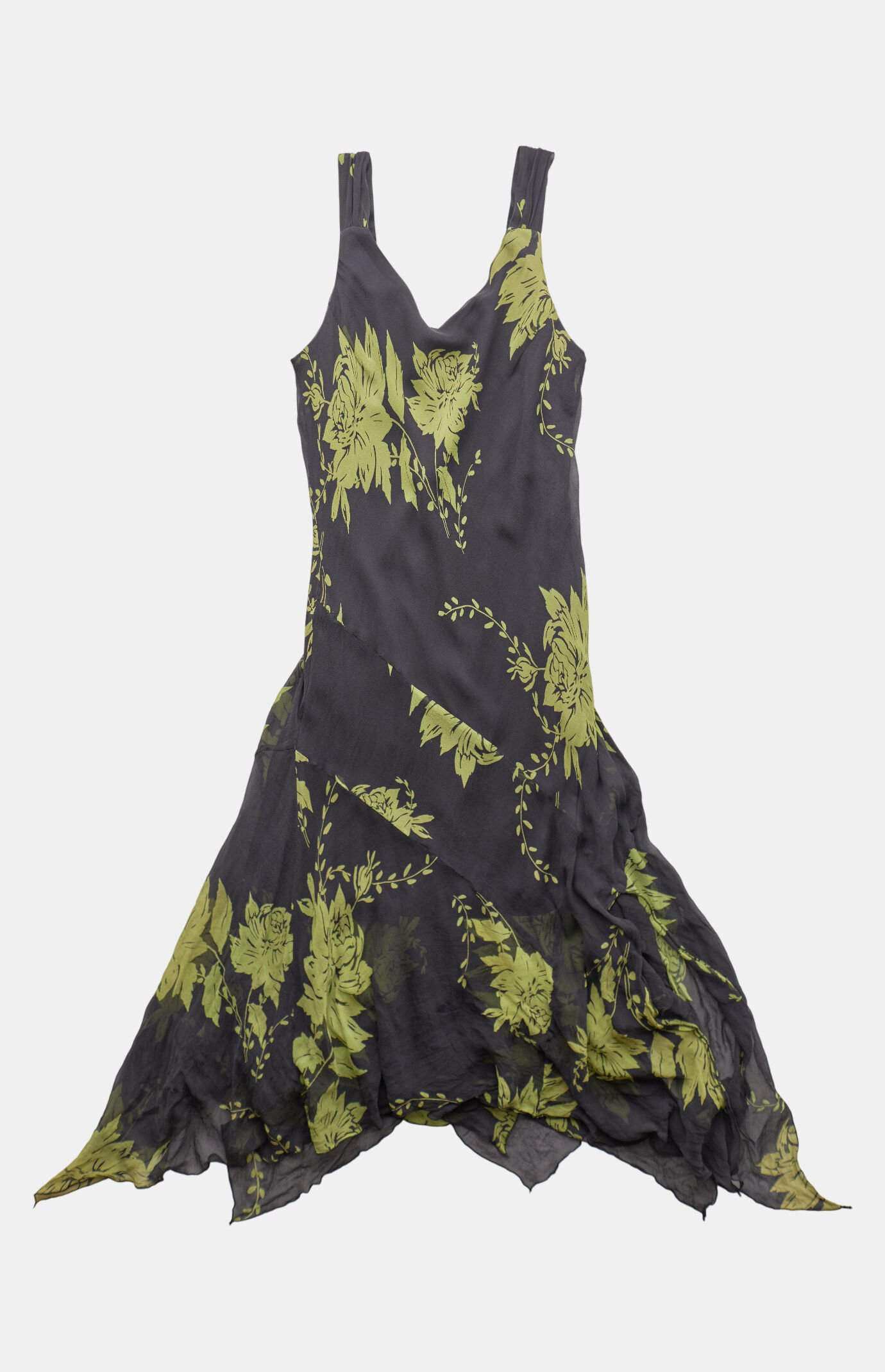 PS VINTAGE 2000s Floral Midi V-Neck Dress