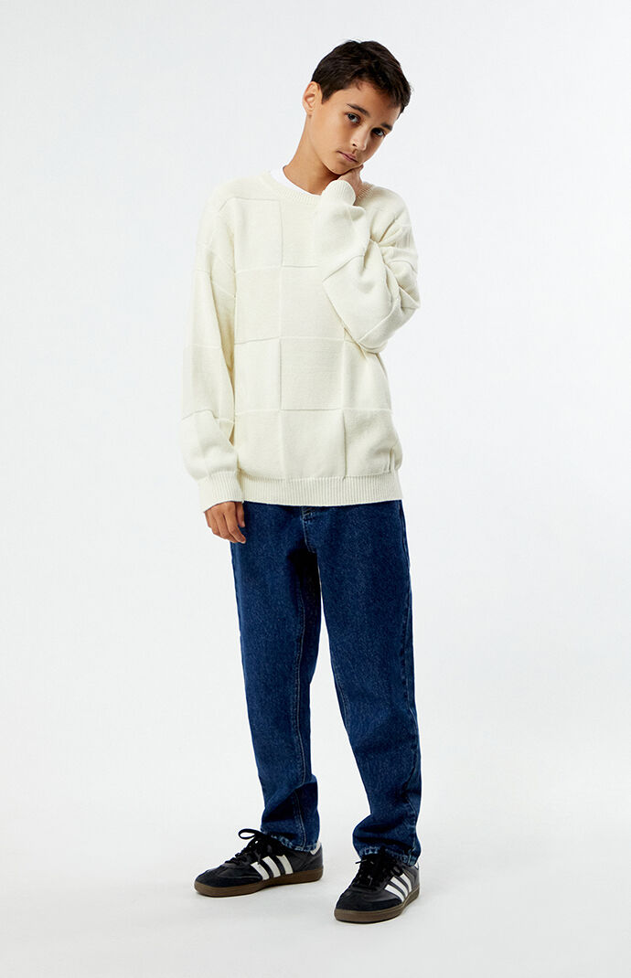 PacSun Kids Off White Tonal Checkerboard Sweater | PacSun