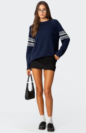 Contrast Stripe Oversized Knit Top image number 2