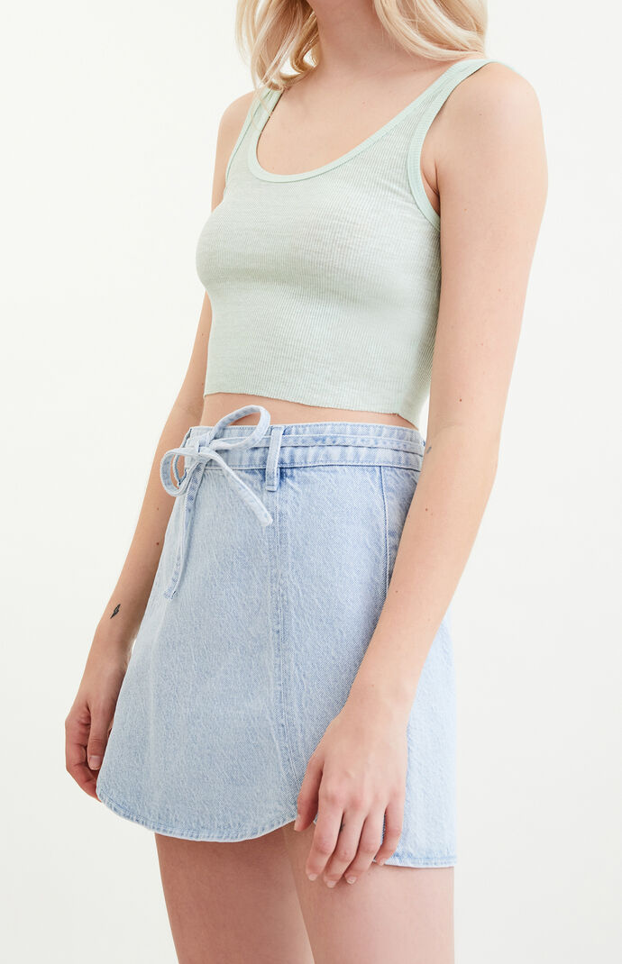 Belted Tulip Denim Skirt