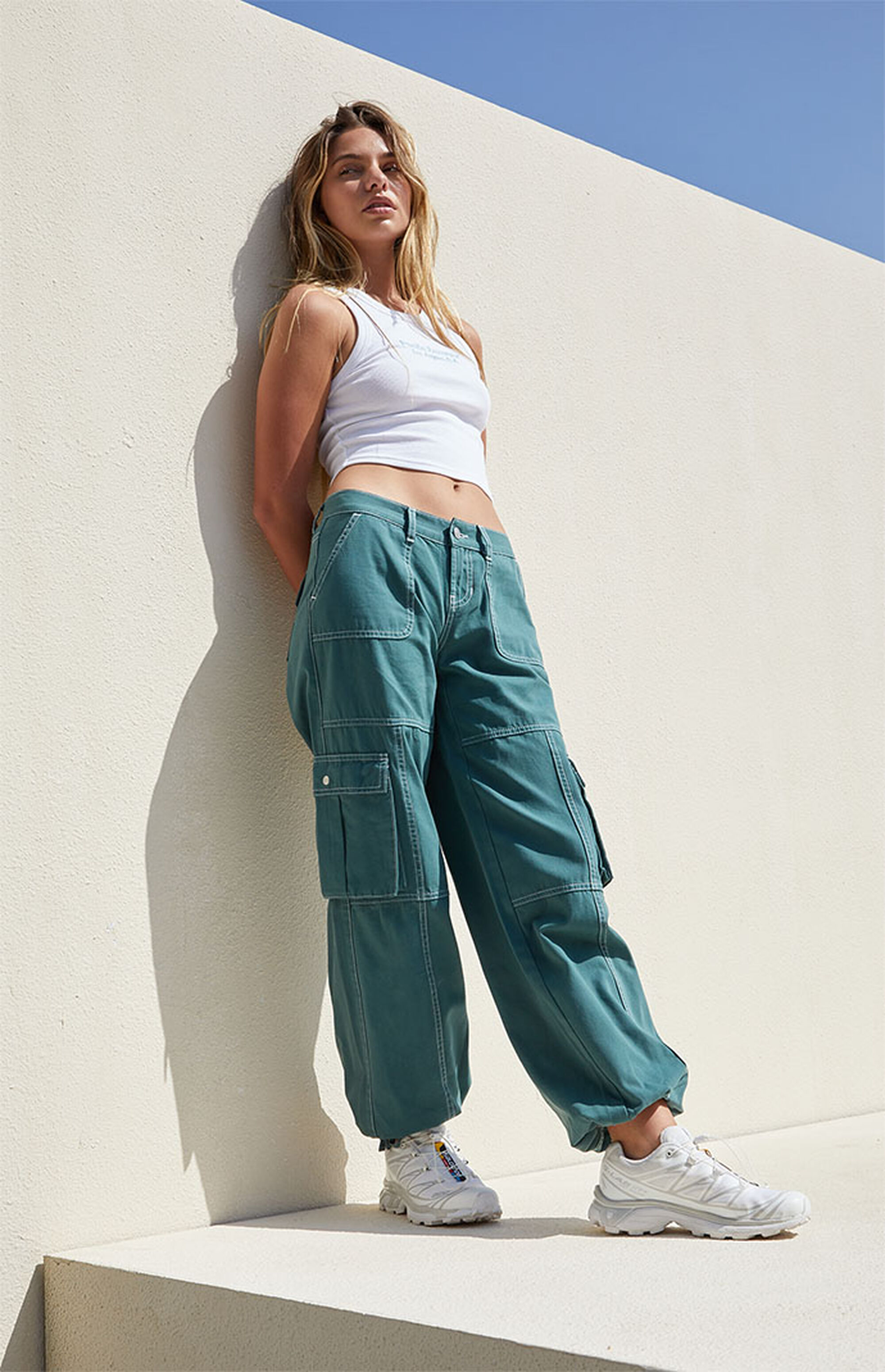 Cargo Wide Leg Pant- Green main image 0