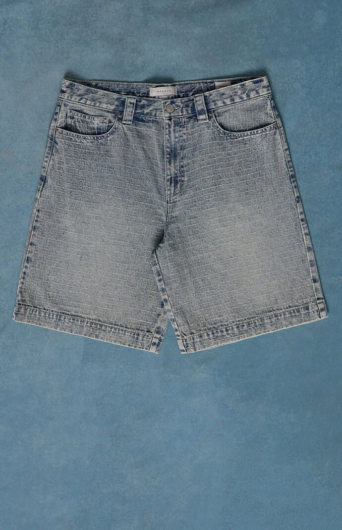 Pacsun Parker Baggy Denim ShortsÂ Jacquard Checkered Light BlueÂ 