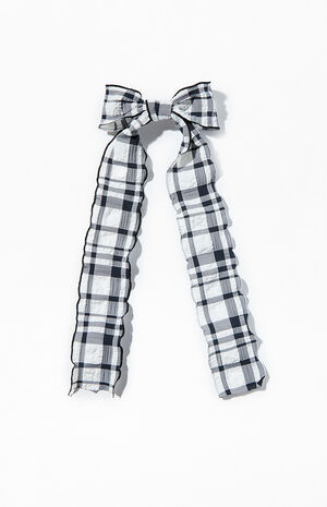 Gingham Ruffle Edge Bow Clip image number 1