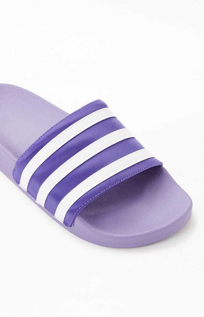 Lavender adidas slides store