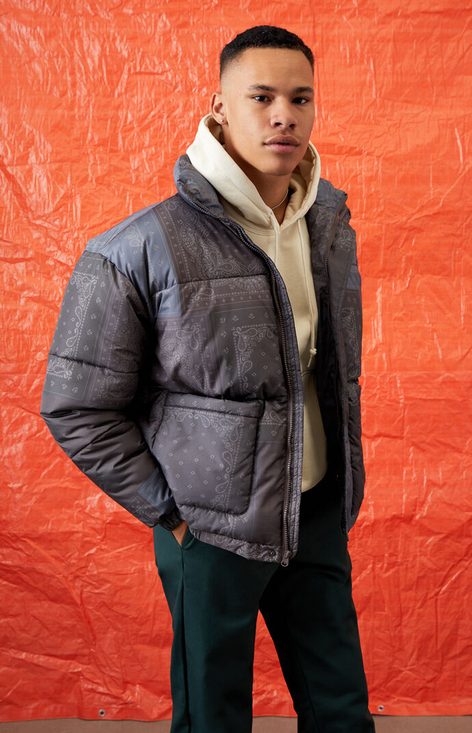 Paisley Panel Puffer Jacket