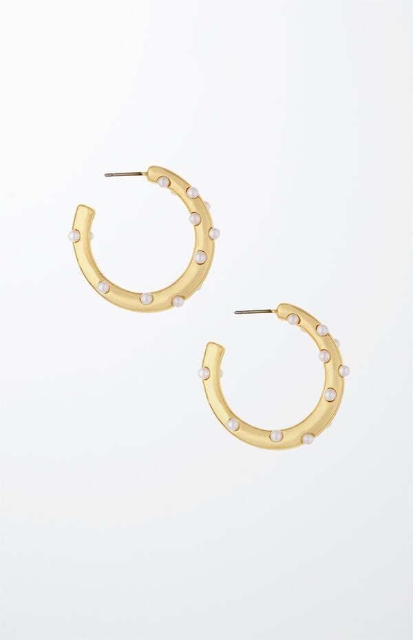 Ettika Spotted Pearl Hoop Earrings