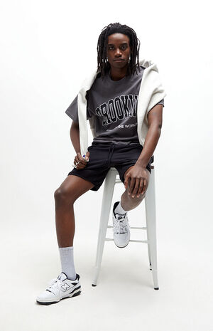 Black French Terry Dolphin Sweat Shorts image number 6