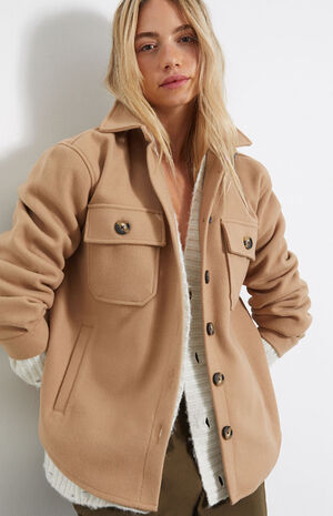 LA Hearts Brown Solid Color Shacket | Pacsun