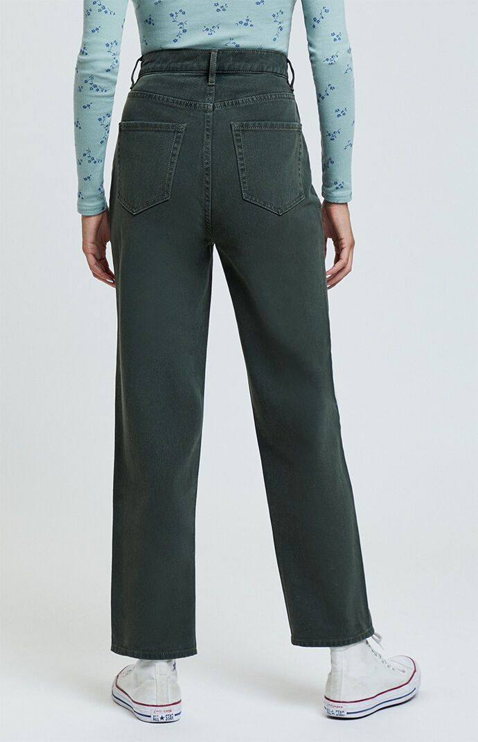 olive green straight leg jeans