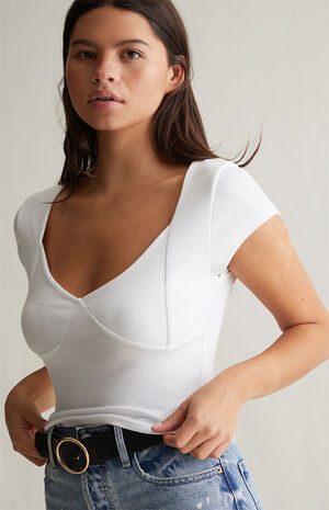 Naomi Seamed V Neck T-Shirt image number 2