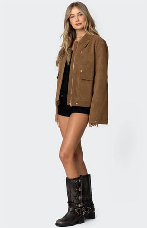 Annabelle Oversized Faux Suede Jacket image number 4