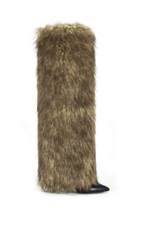 Langleye Brown Faux Fur Over The Knee Stiletto Boots image number 1