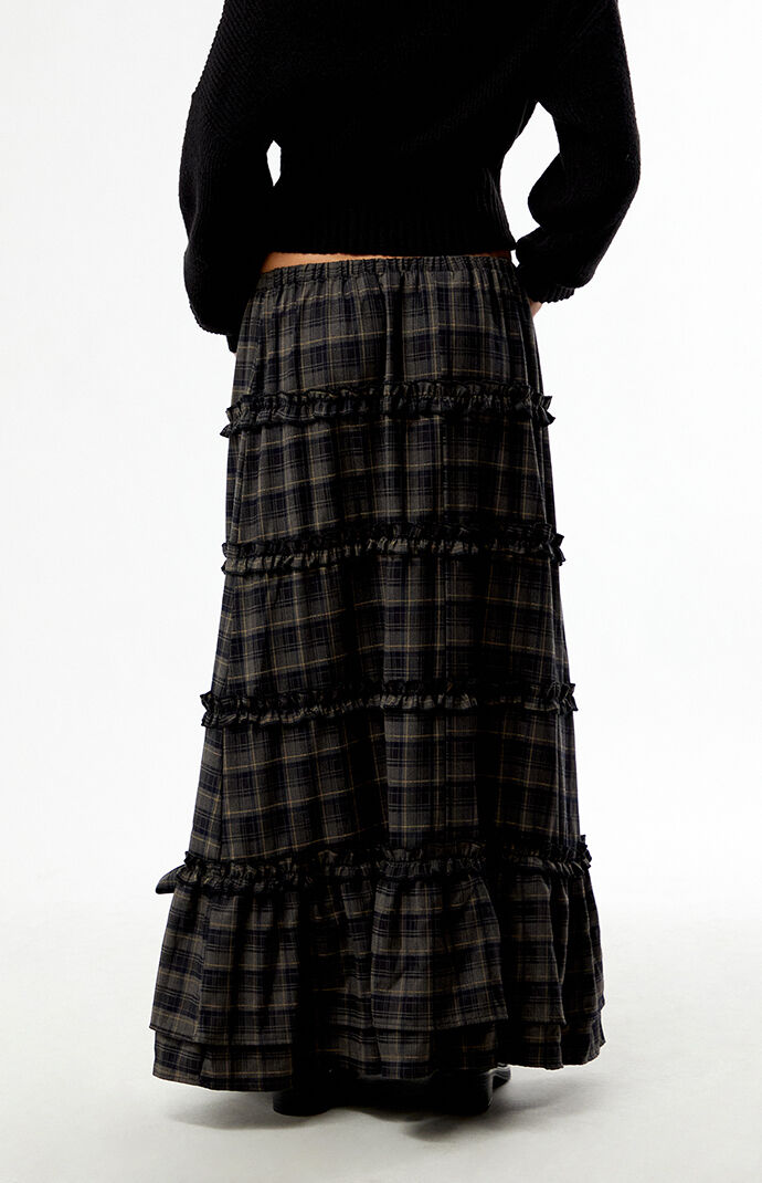 Daisy Street Plaid Snowdrop Maxi Skirt