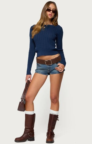 Larah Boat Neck Cable Knit Top image number 5