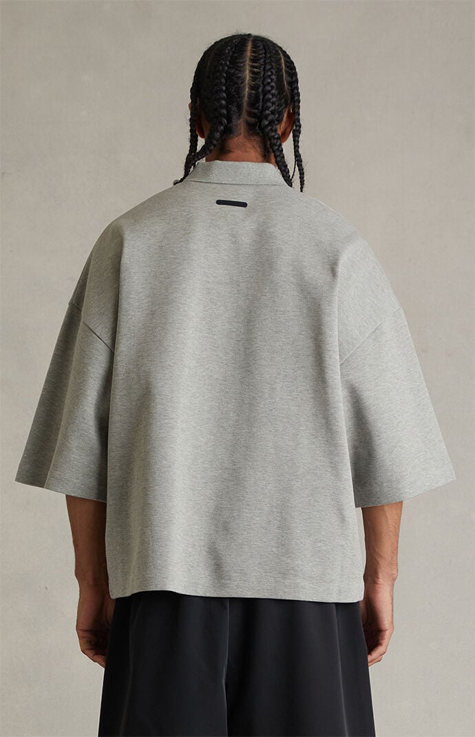 Fear of God ESSENTIALS Concrete Heather Signature '90s Cropped Polo Shirt
