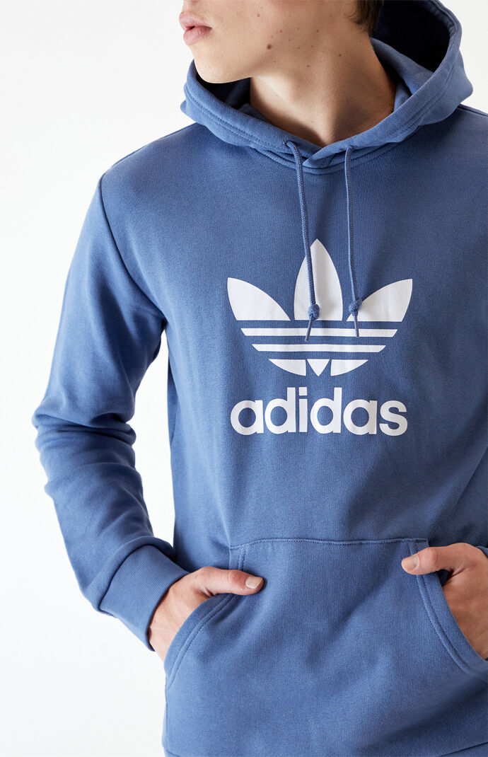 adidas Blue Trefoil Pullover Hoodie PacSun