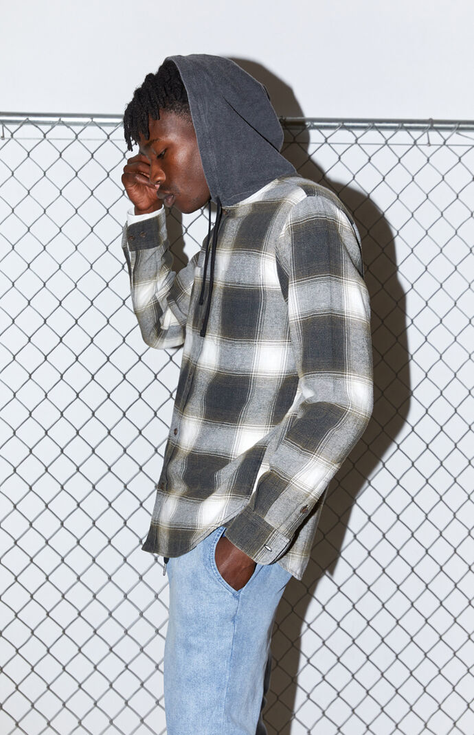 Hooded Plaid Flannel Shirt