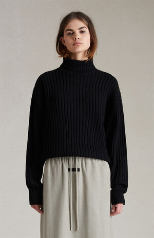 Women's Jet Black Turtleneck Sweater image number 1
