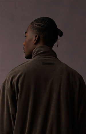 Off Black Terry Cloth 3/4 Half Zip Shirt image number 5