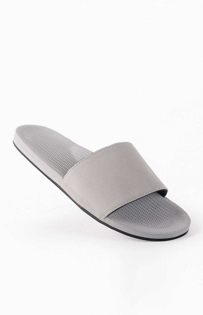 Gray ESSNTLS Slide Sandals