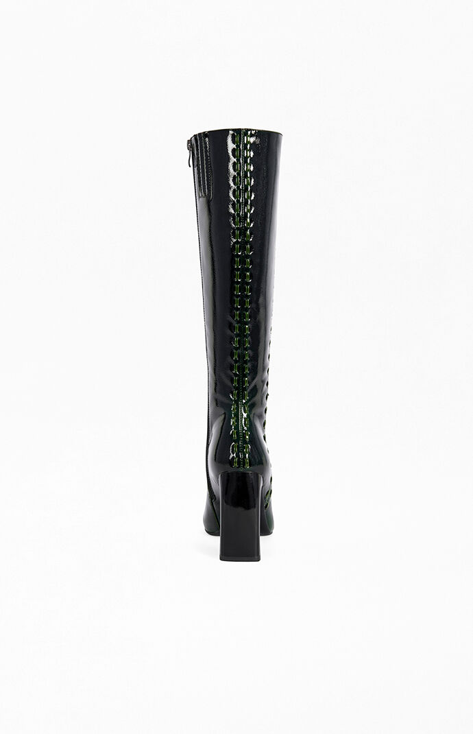 AZALEA WANG Women's Jexa Green Ombre Knee High Faux Leather Boots