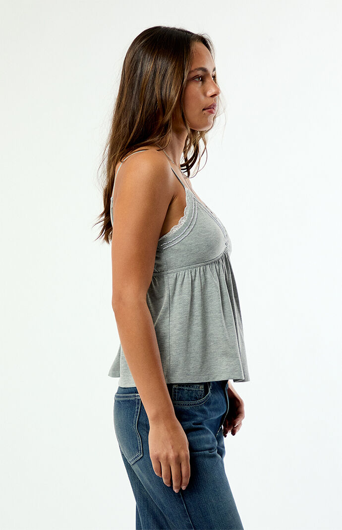 Your Favorite Elena Beaded V-Neck Babydoll Top | Pacsun