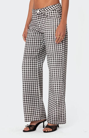 Gingham Printed Low Rise Pants image number 4