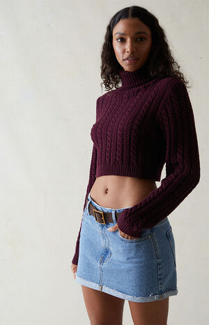 Medium Blue Low Rise Denim Mini Skirt image number 3