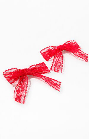 2 Pack Gracie Lace Bow Clips image number 2