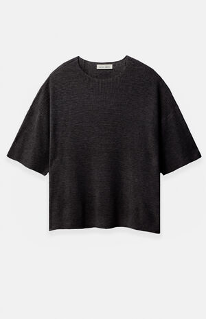 Jet Black Waffle Knit Short Sleeve T-Shirt image number 1