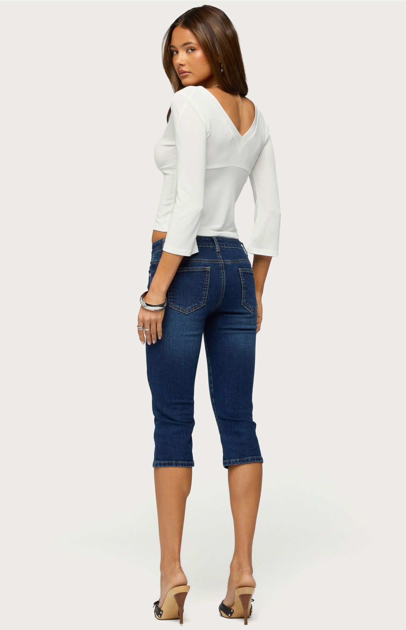 Edikted Mar V Neck Quarter Sleeve Top