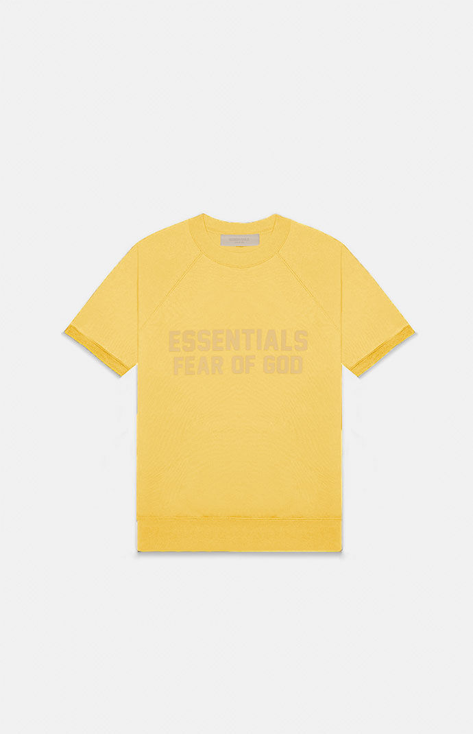 피오갓 에센셜 Fear Of God Kids Light Tuscan Short Sleeve Crew Neck Sweatshirt