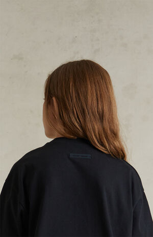 Kids Jet Black Classic Crew Neck T-Shirt image number 5