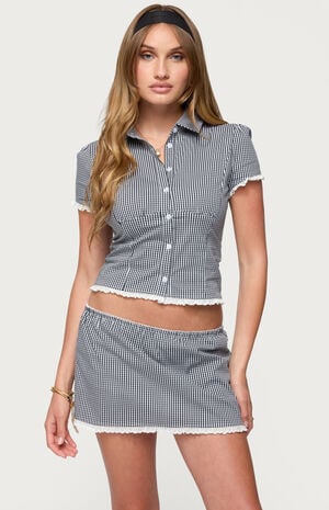 Paige Gingham Tailored Button Up Shirt