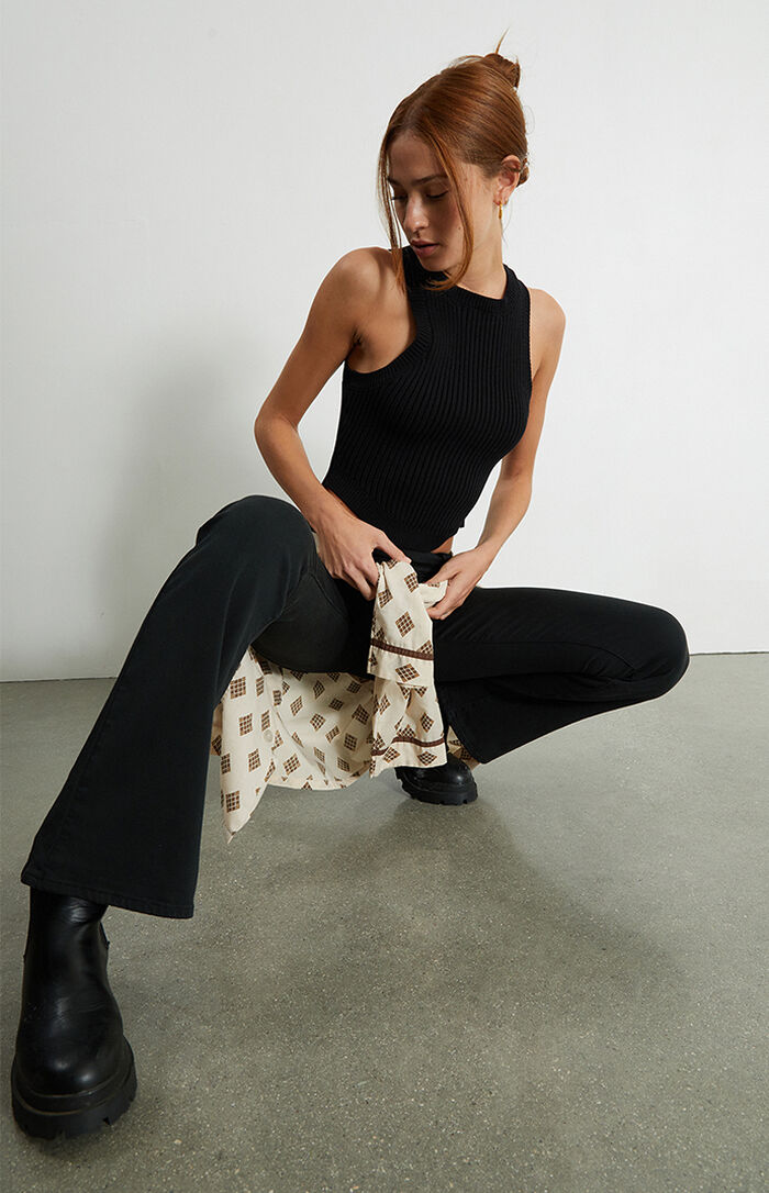 PacSun Black Button Tab Low Rise Bootcut Jeans PacSun