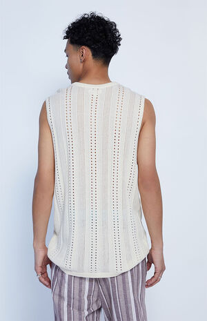 Off White Knit Sweater Tank Top image number 4