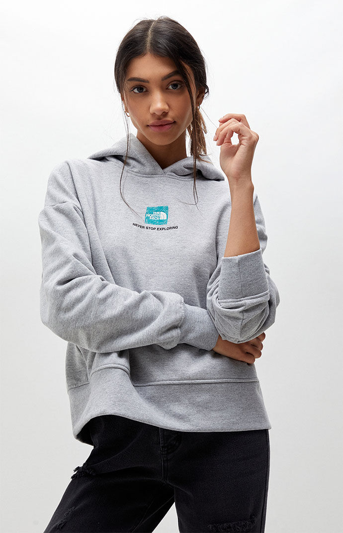 The North Face Heather Grey Logo Play Hoodie PacSun