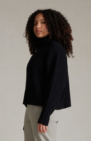 Kids Jet Black Turtleneck Sweater image number 3